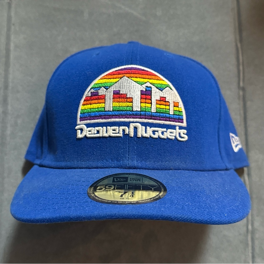 Denver Nuggets Classic NBA Basketball New Era 59Fifty Blue Fitted Hat Cap 7 3/8